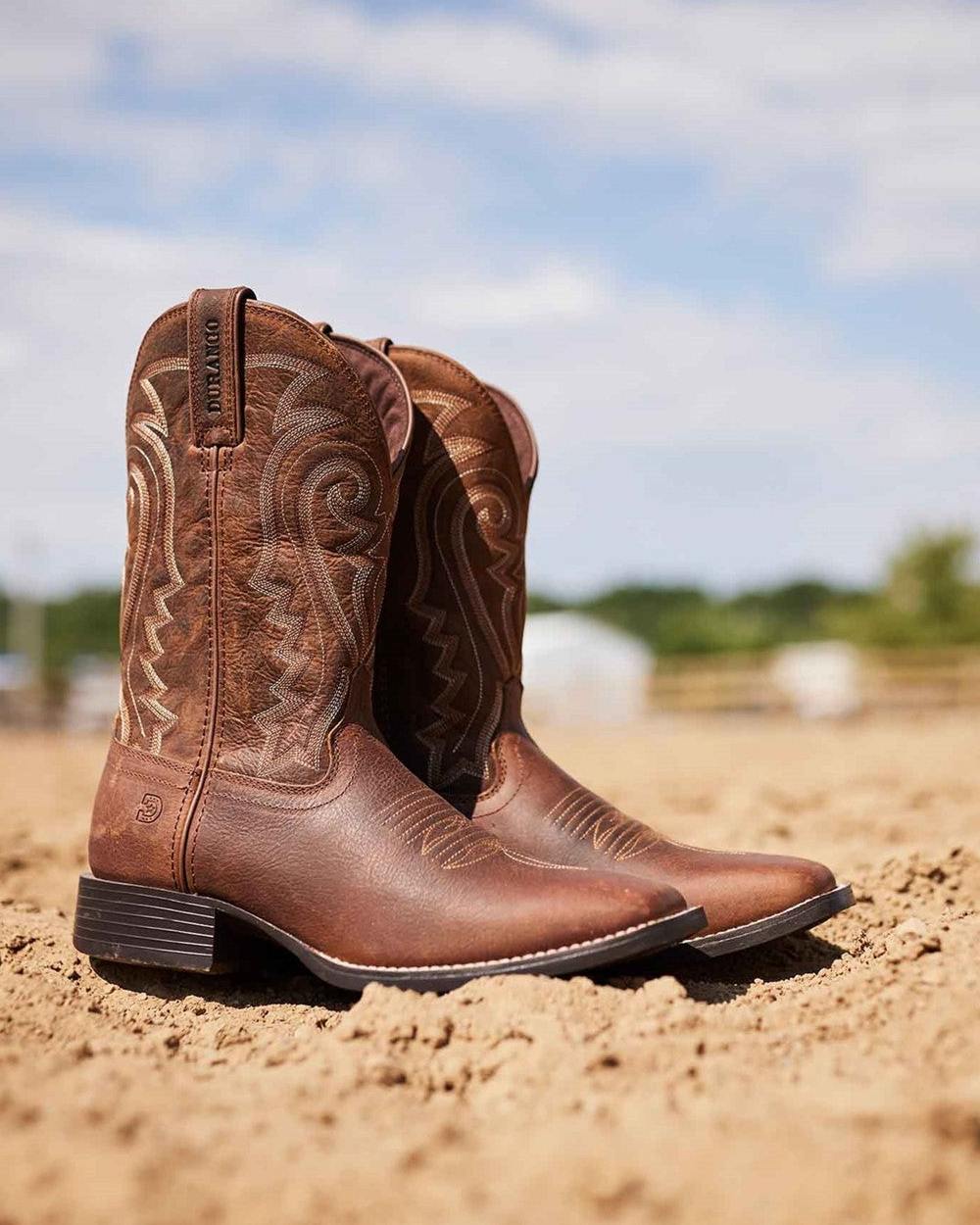 Prairie Brown Coloured Durango Mens Westward Western Urban Boots on Outdoor Background