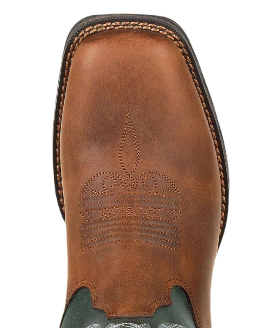 Brown Evergreen Coloured Durango Rebel Waterproof Western Boots on White Background