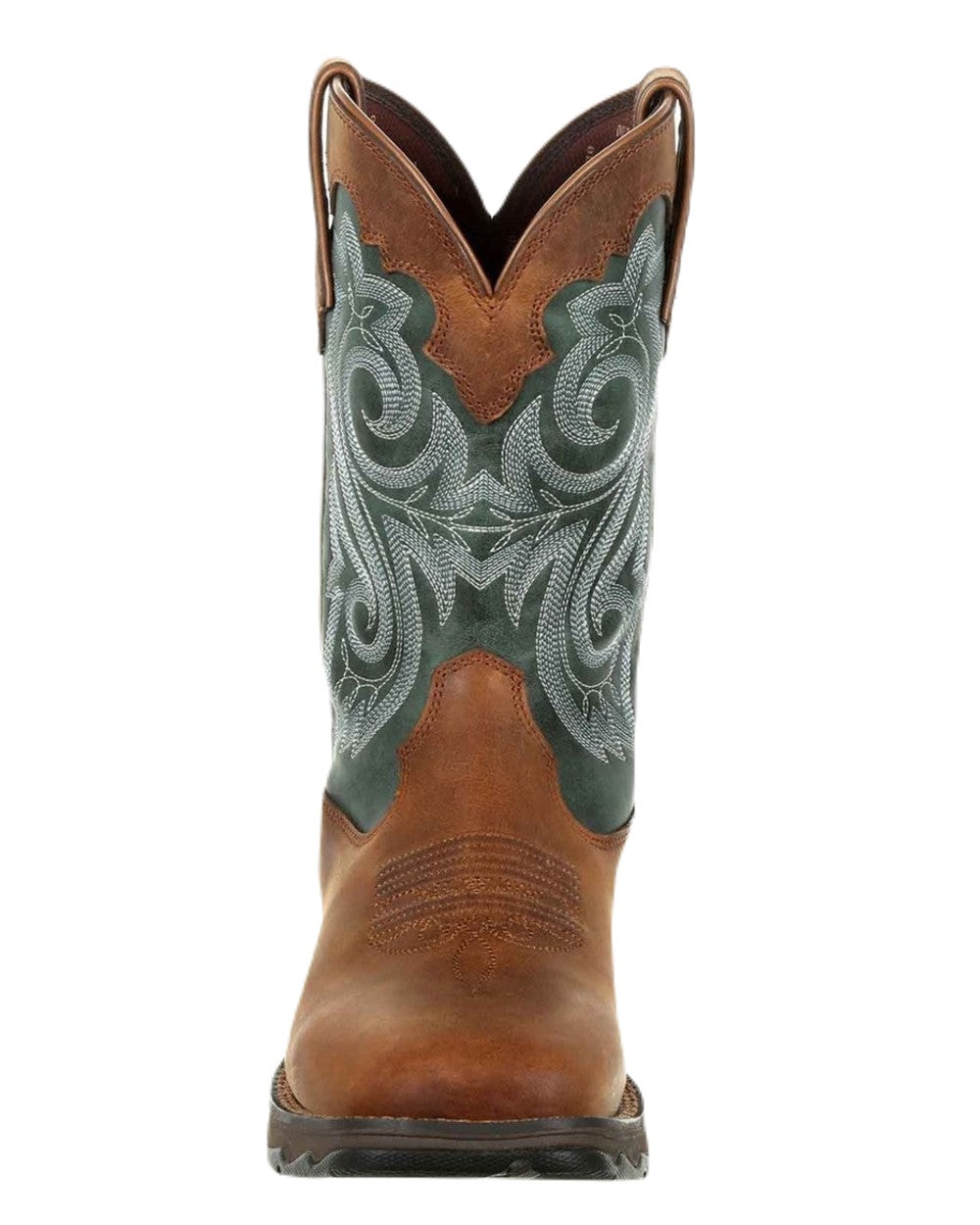 Brown Evergreen Coloured Durango Rebel Waterproof Western Boots on White Background