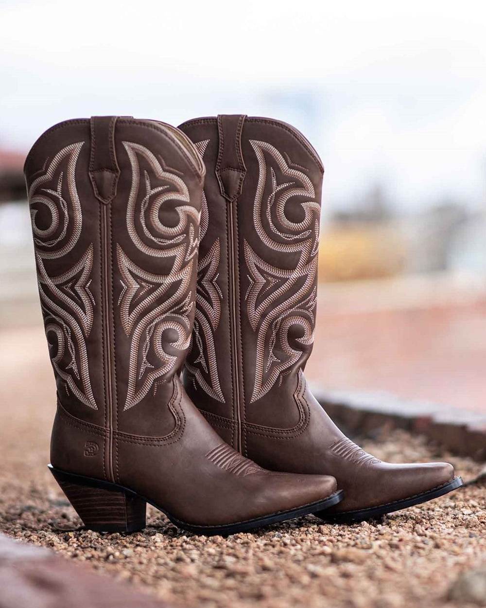 Milk Chocolate Coloured Durango Womens Crush Western Classic Boots on Outdoor Background