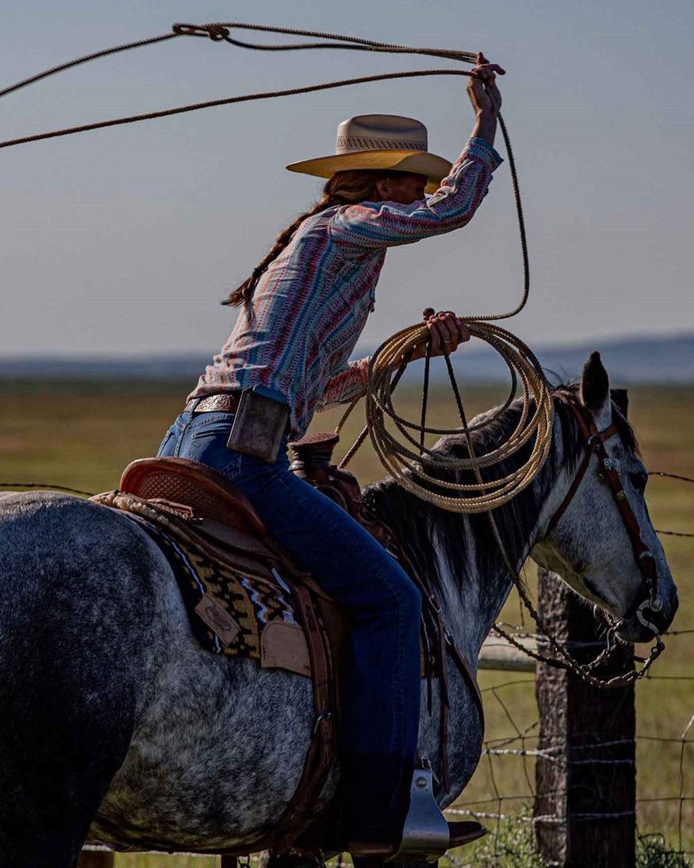 Dusty Brown Sky Blue Coloured Durango Womens Rebel Pro Western Leather Boots on Horse Riding Background