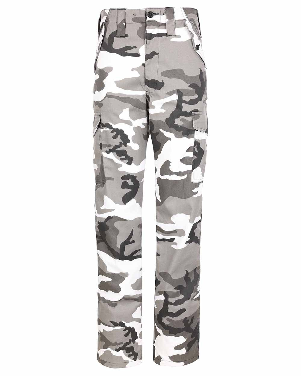 Urban Coloured Fort Camo Combat Trousers On A White Background