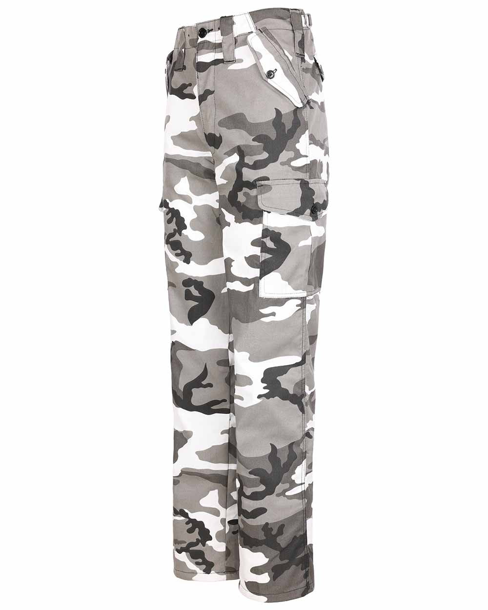 Urban Coloured Fort Camo Combat Trousers On A White Background
