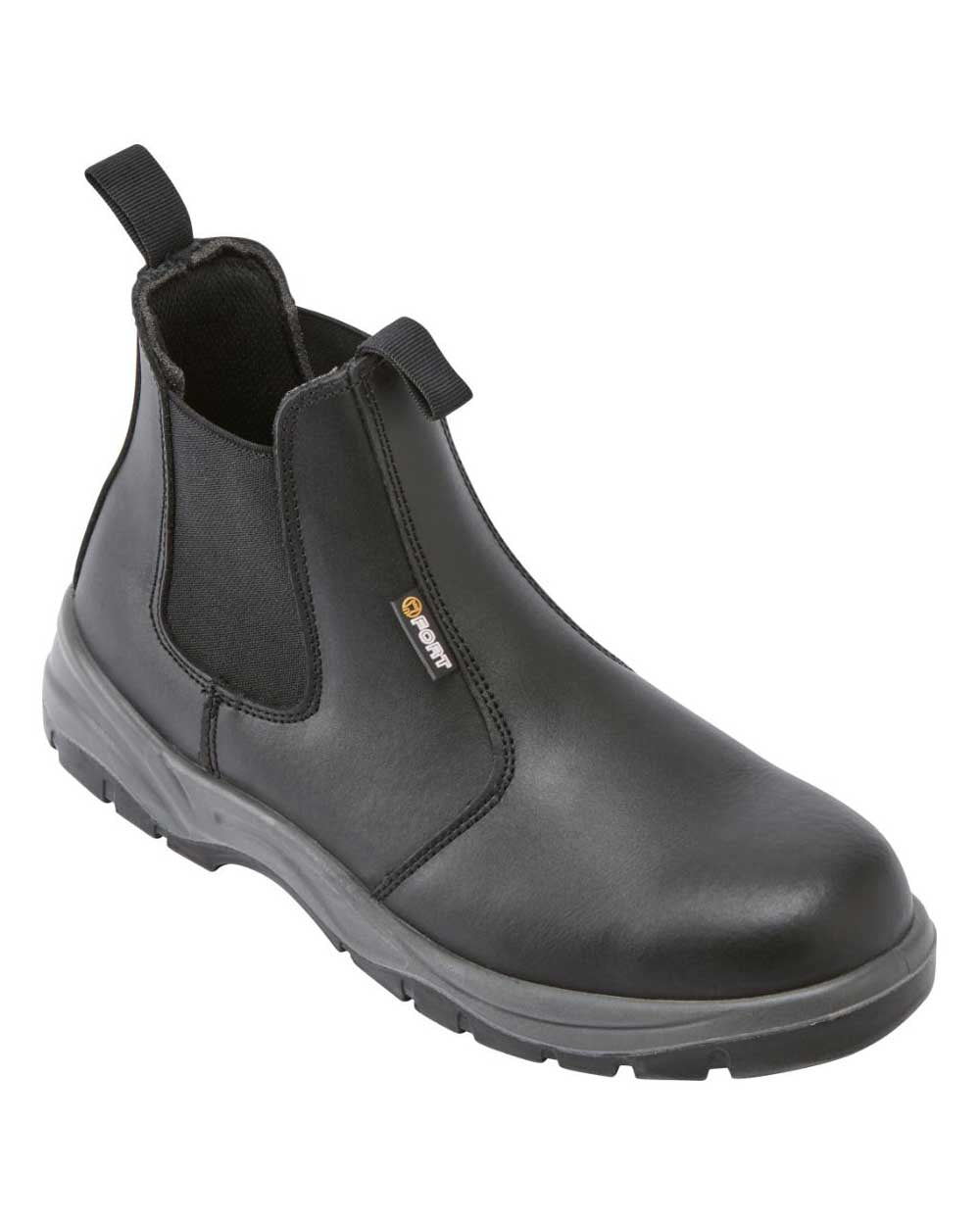Black Coloured Fort Nelson Safety Dealer Boots On A White Background