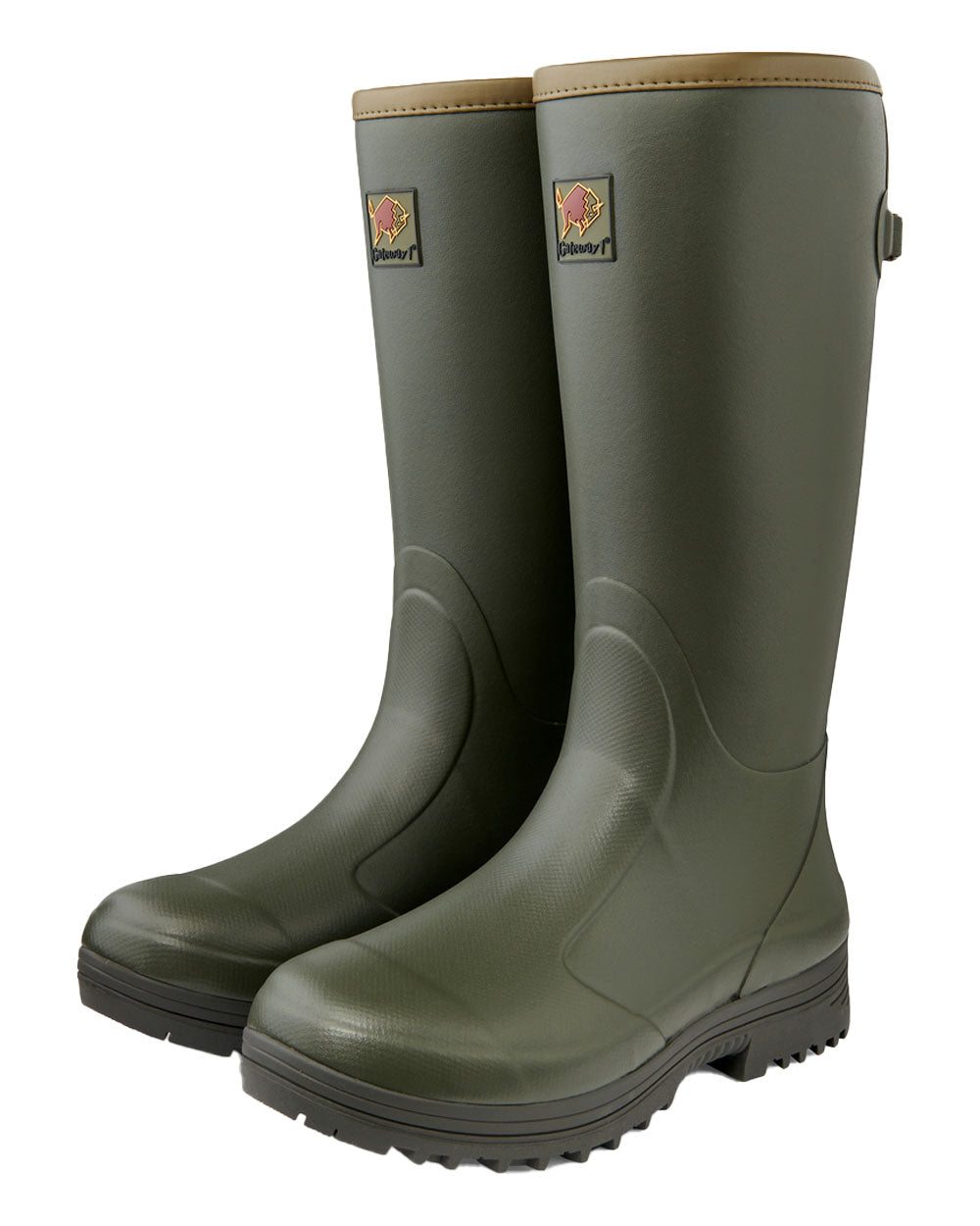 Dark Olive coloured Pheasant Game 18" 5mm Wellingtons on White background