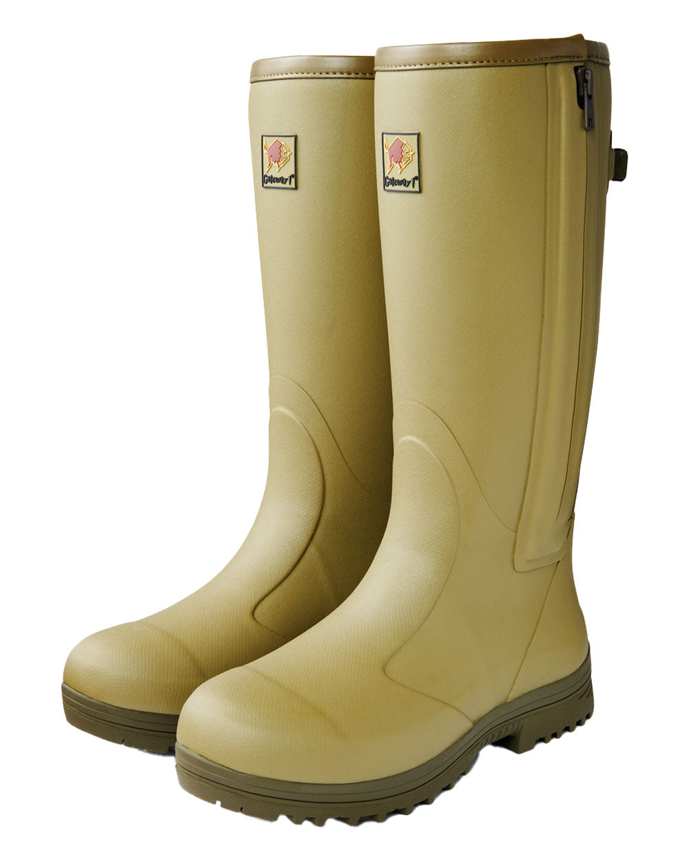 Cedar Olive coloured Gateway1 Pheasant Game 18&quot; 5mm Size-Zip Wellingtons on White background 