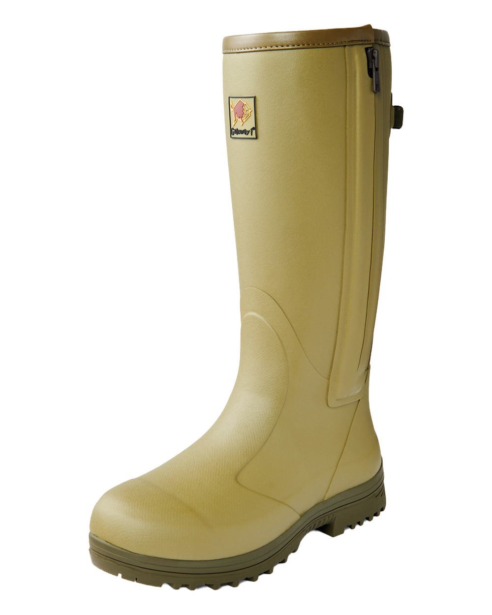 Cedar Olive coloured Gateway1 Pheasant Game 18&quot; 5mm Size-Zip Wellingtons on White background 