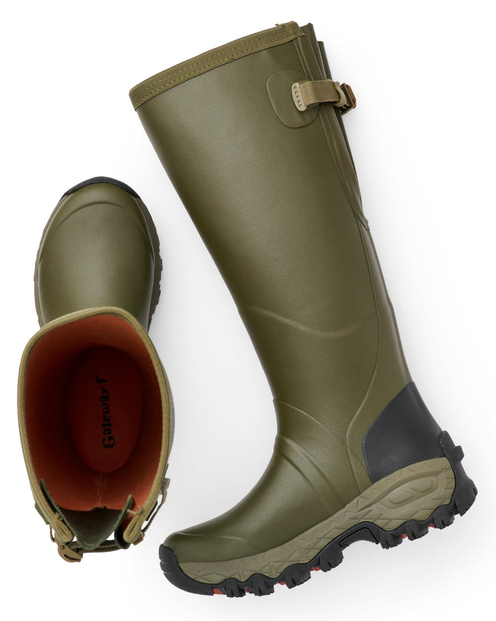 Olive coloured Gateway1 Woodstalker lady 17&quot; Boots on white background 
