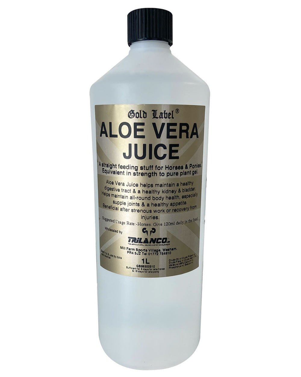 Gold Label Aloe Vera Juice On A White Background