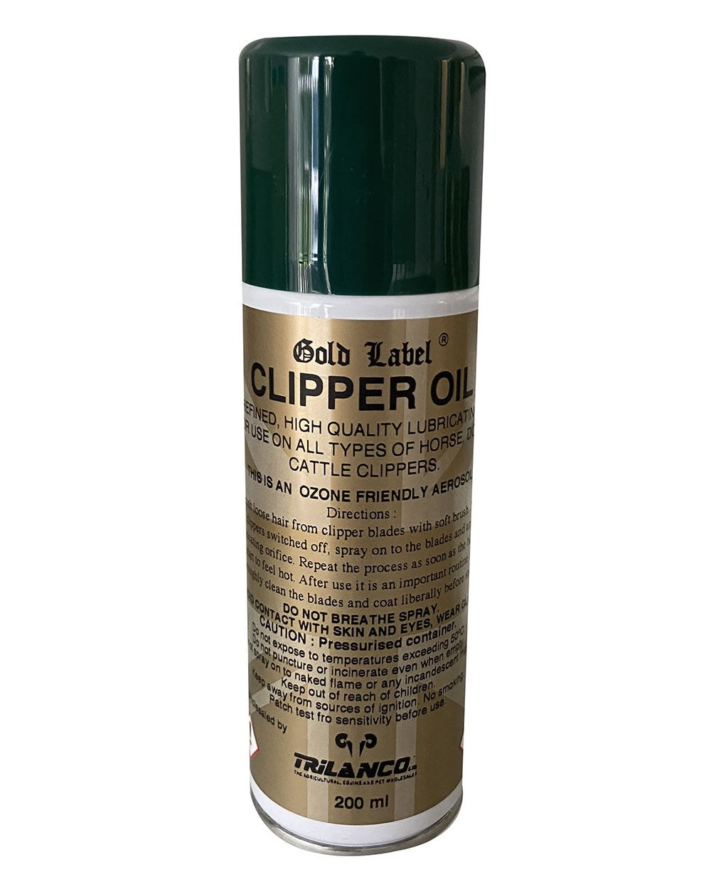 Gold Label Clipper Oil Aerosol On A White Background