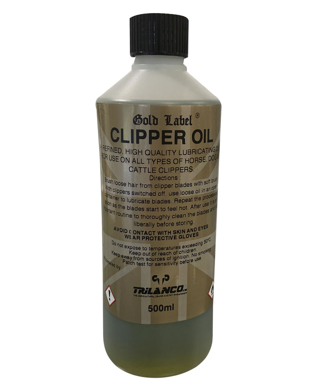 Gold Label Clipper Oil On A White Background