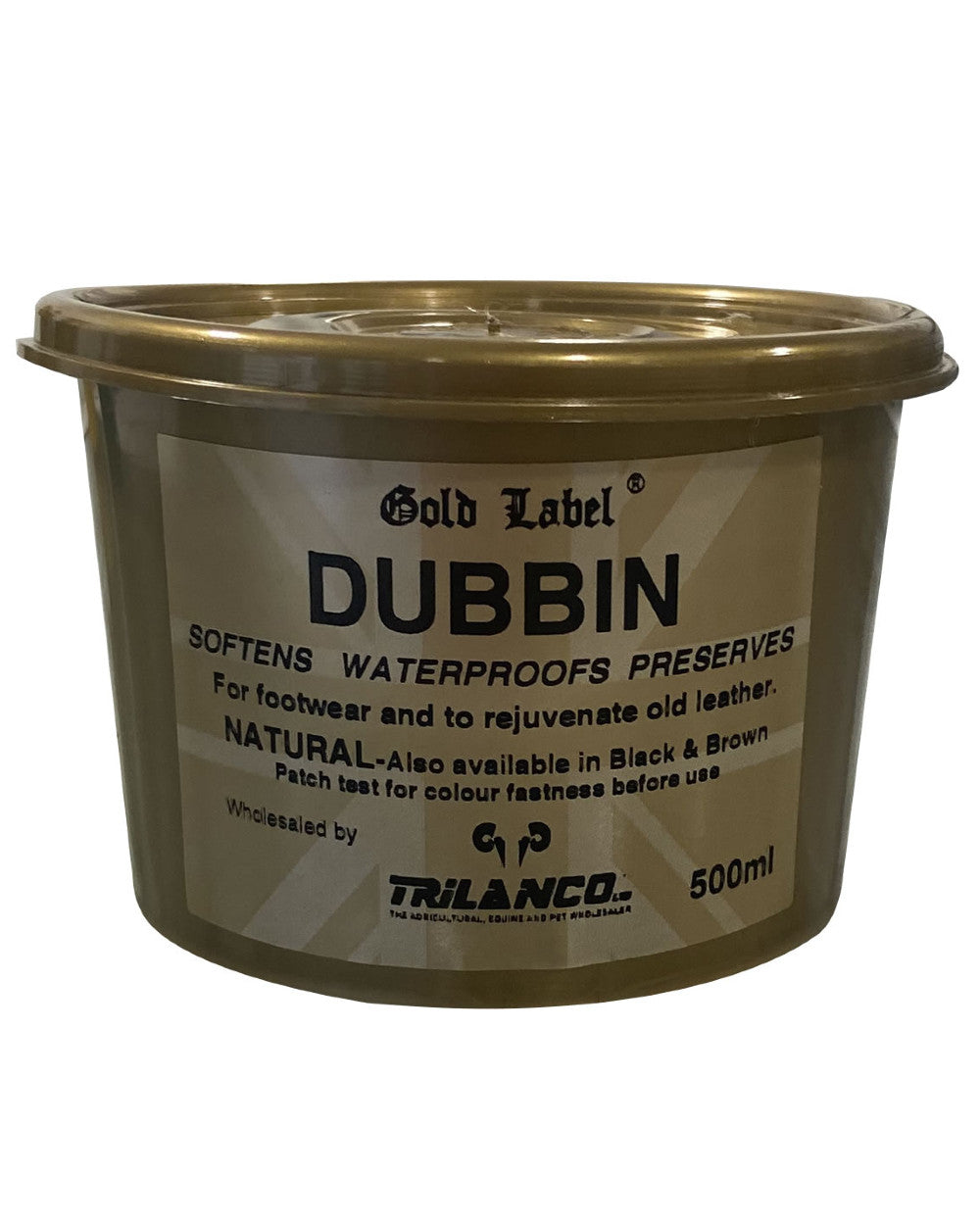Natural Coloured Gold Label Dubbin On A White Background