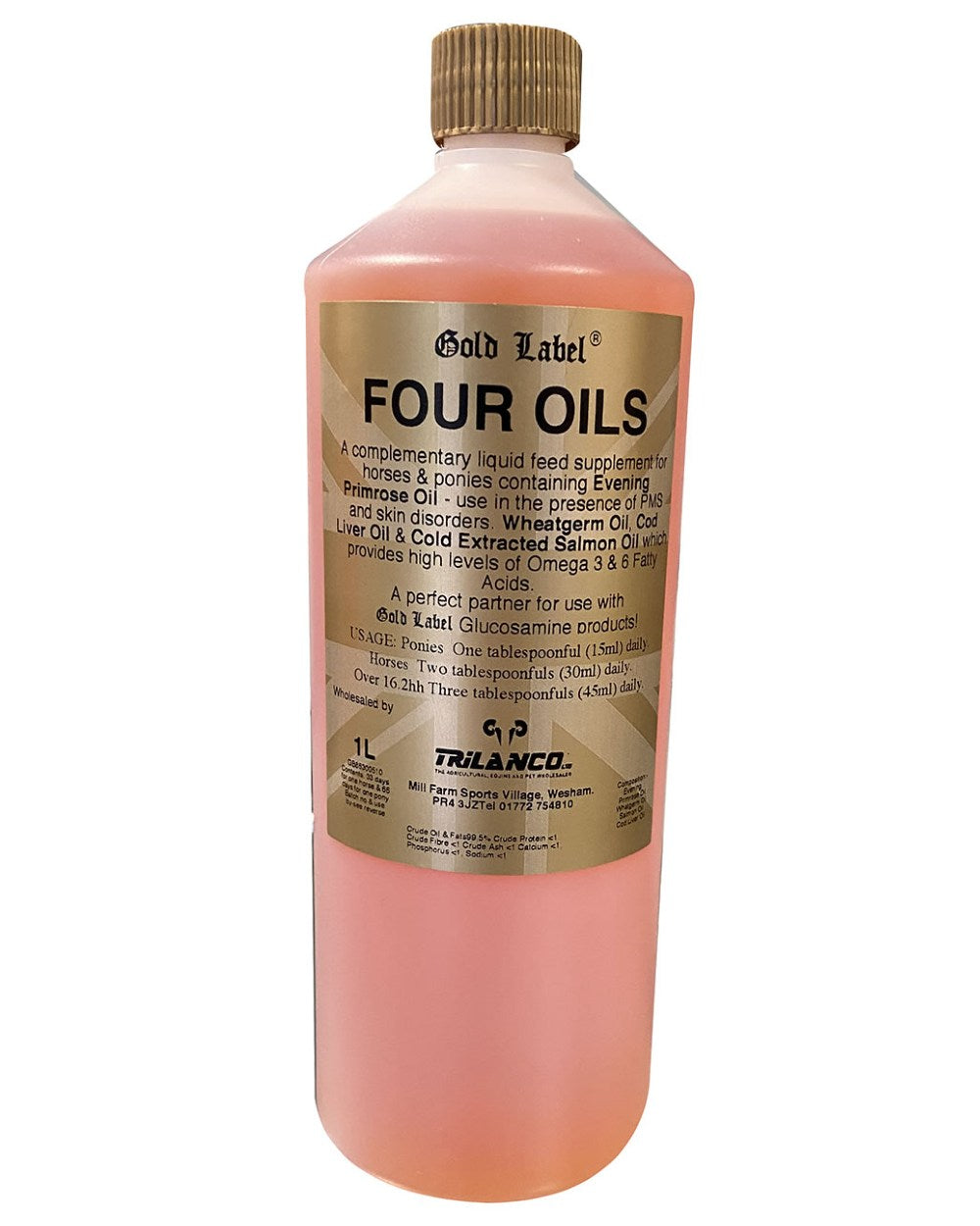 Gold Label Four Oils On A White Background