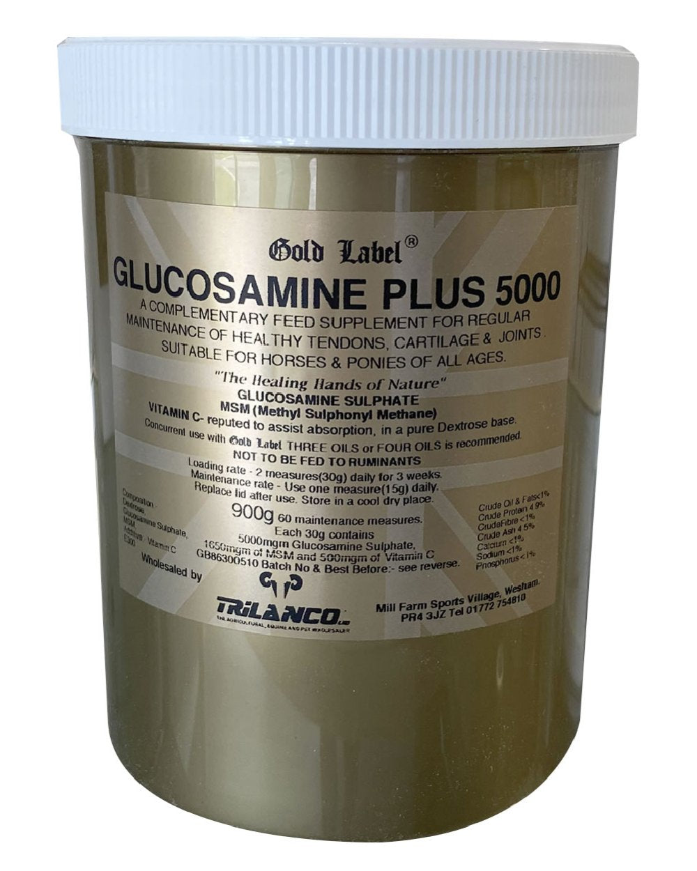 Gold Label Glucosamine Plus 5000 On A White Background