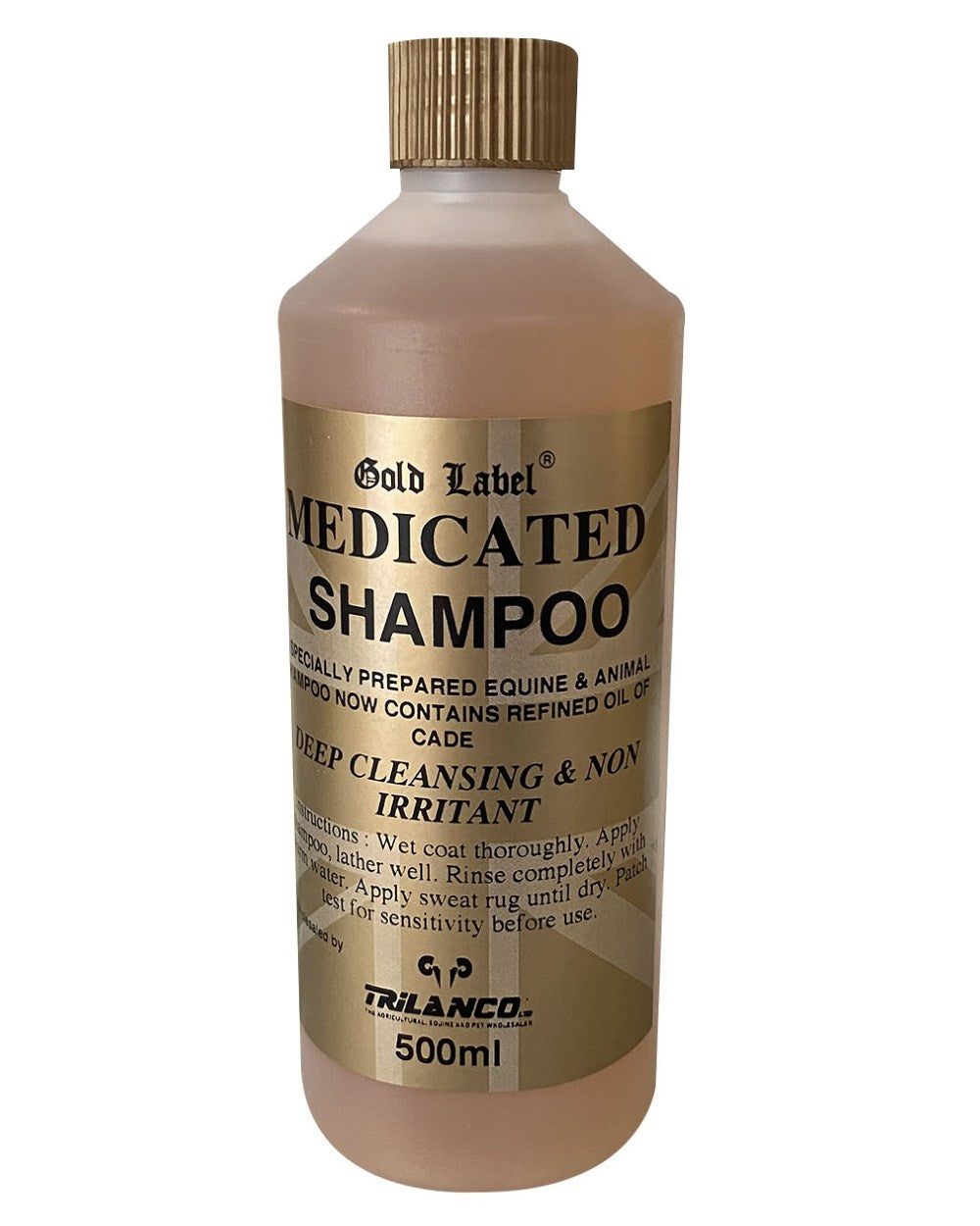 Gold Label Medicated Shampoo On A White Background