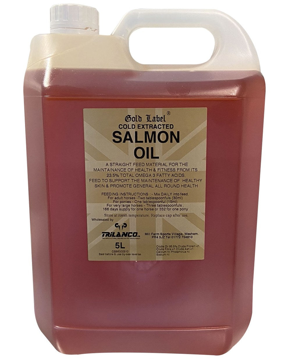 Gold Label Salmon Oil On A White Background