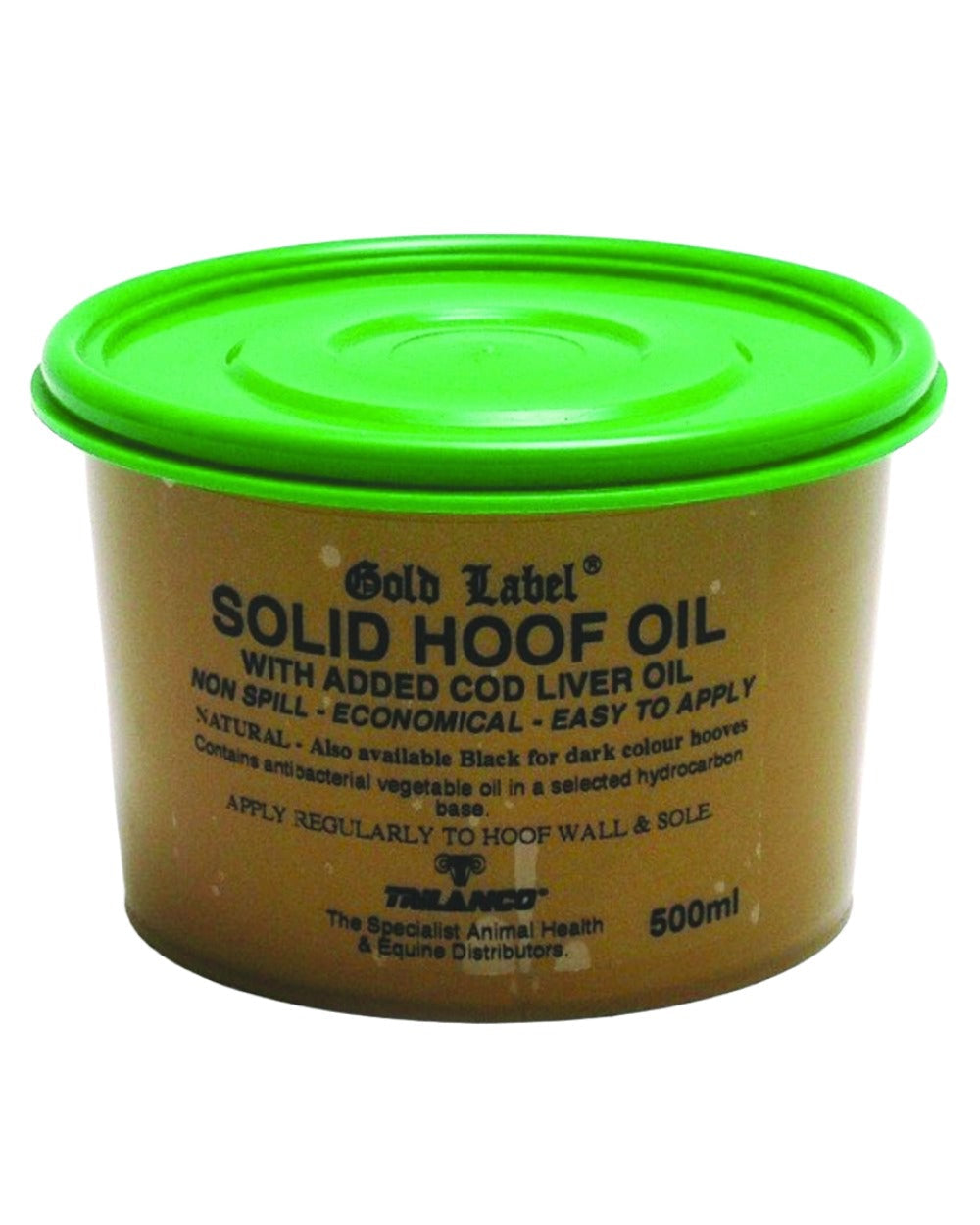 Gold Coloured Gold Label Solid Hoof Oil On A White Background