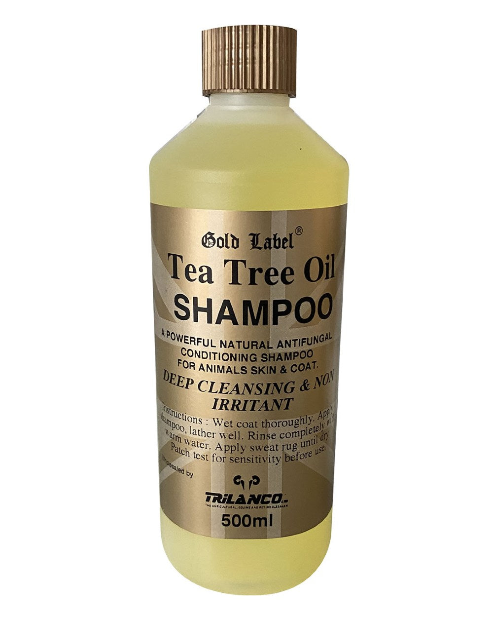 Gold Label Tea Tree Oil Shampoo On A White Background