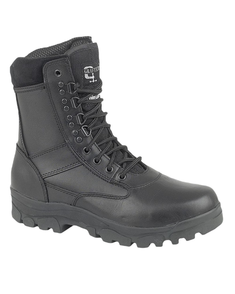 Black Coloured Grafters Top Gun Combat Boots on White Background