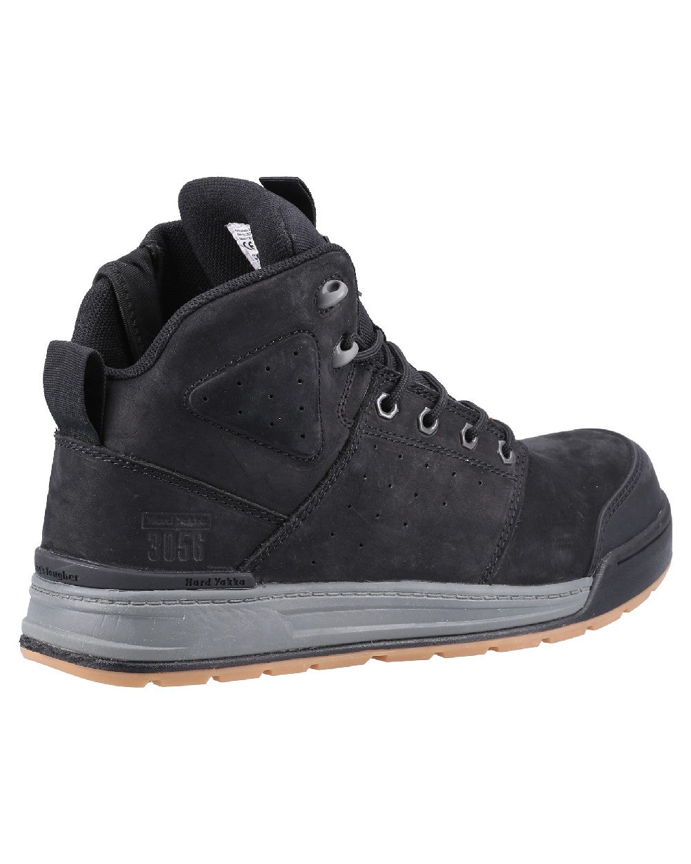 Black Coloured Hard Yakka Mens 3056 Lace Zip Safety Boots on White Background