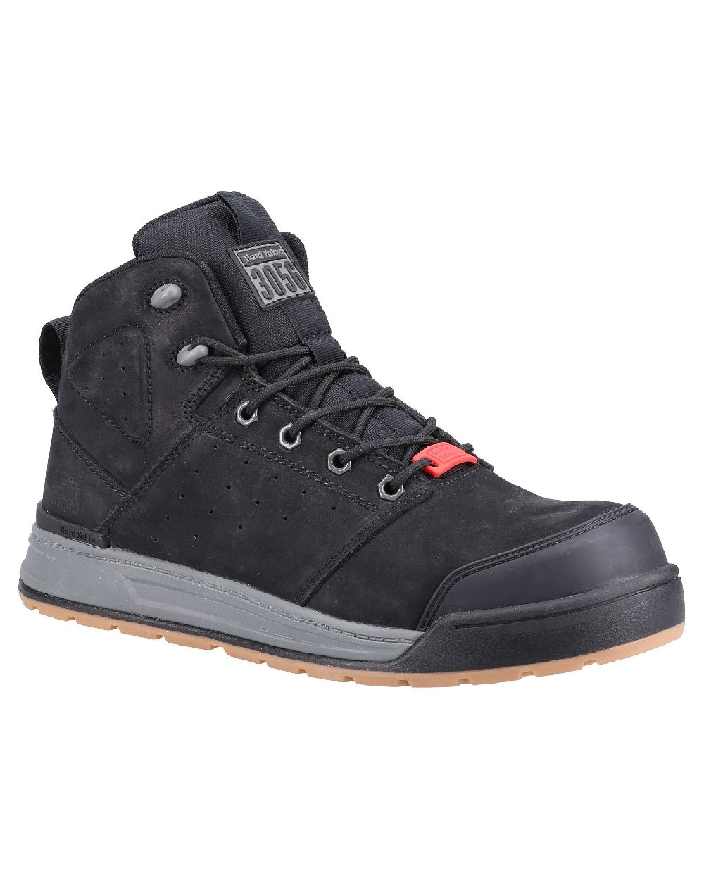 Black Coloured Hard Yakka Mens 3056 Lace Zip Safety Boots on White Background