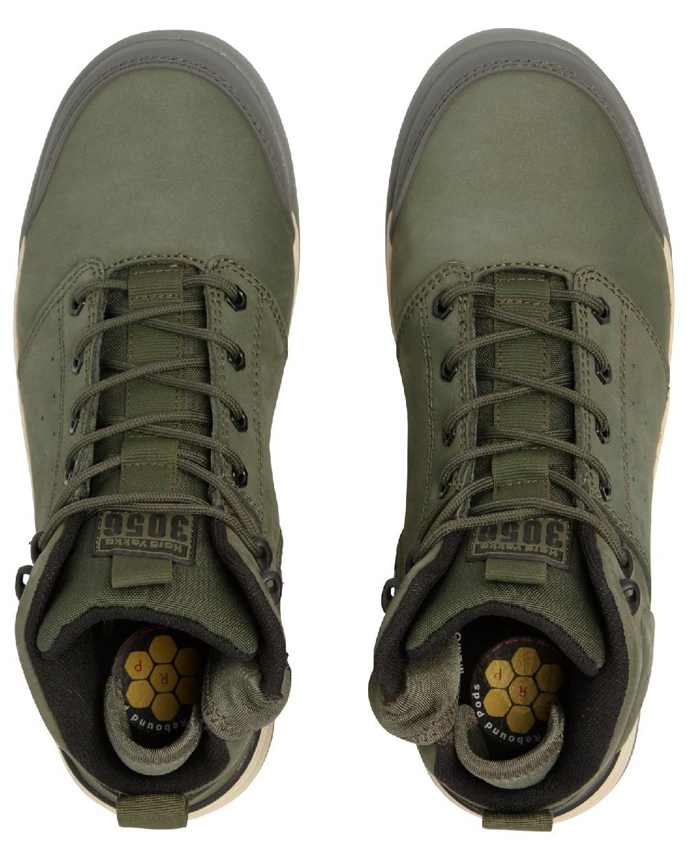 Olive Coloured Hard Yakka Mens 3056 Lace Zip Safety Boots on White Background