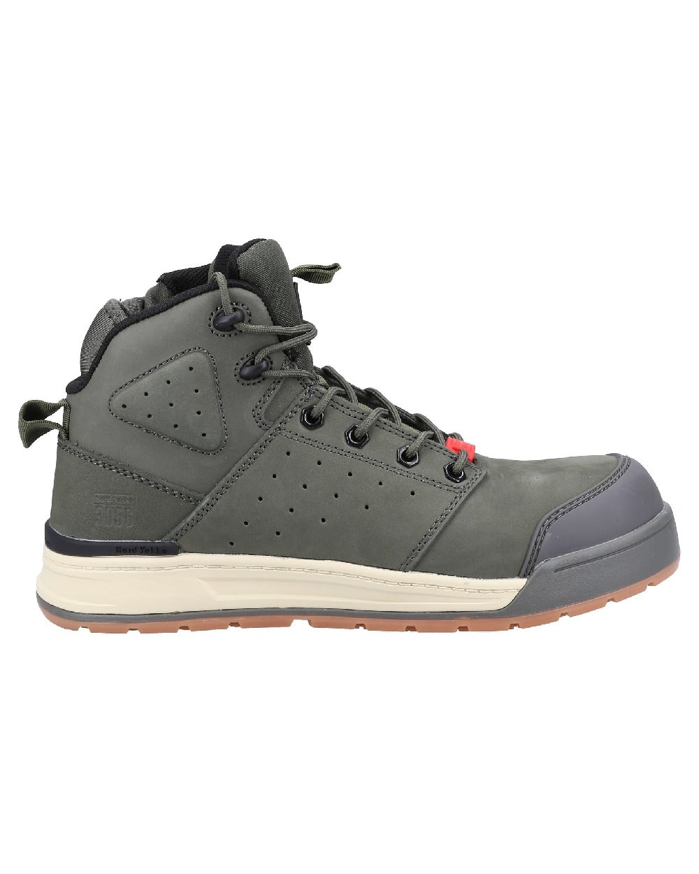 Olive Coloured Hard Yakka Mens 3056 Lace Zip Safety Boots on White Background