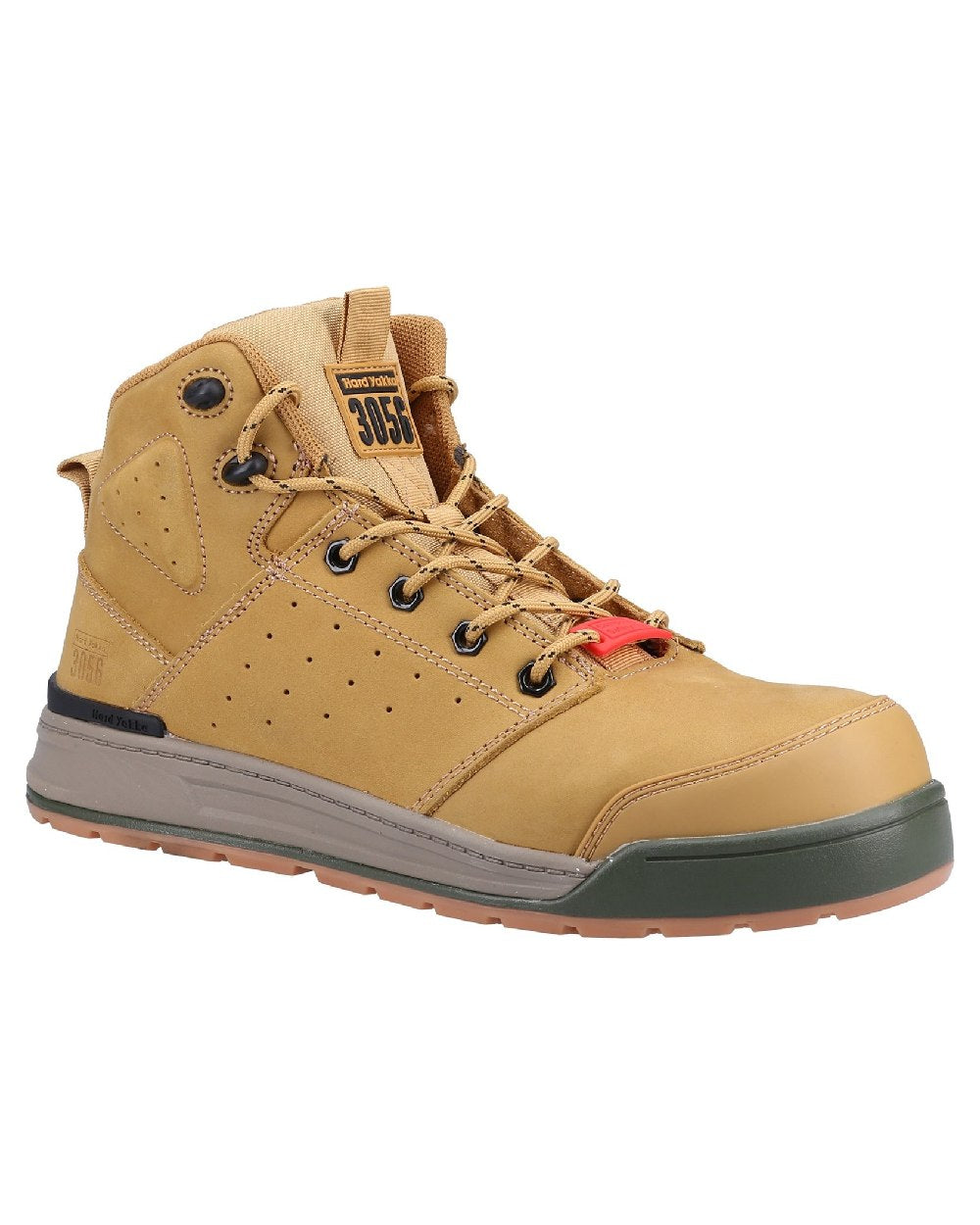 Wheat Coloured Hard Yakka Mens 3056 Lace Zip Safety Boots on White Background