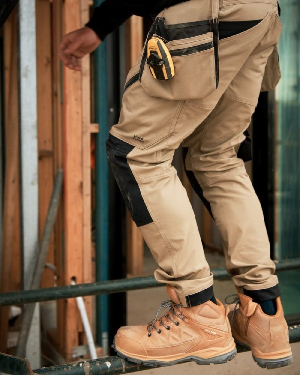 Wheat Coloured Hard Yakka Mens Atomic PR Hybrid Side Zip Safety Boots on Outdoor Background