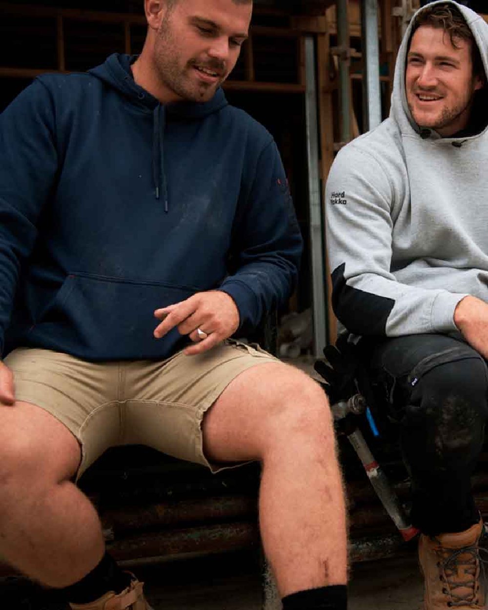 Navy Coloured Hard Yakka Mens Brushed Fleece Hoodie on White Background