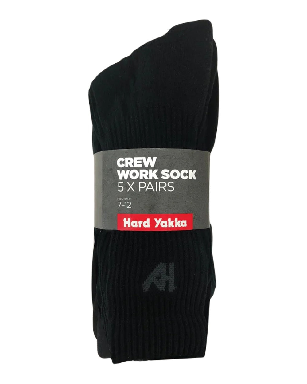 Black Coloured Hard Yakka Mens Crew Pack Work Socks on White Background