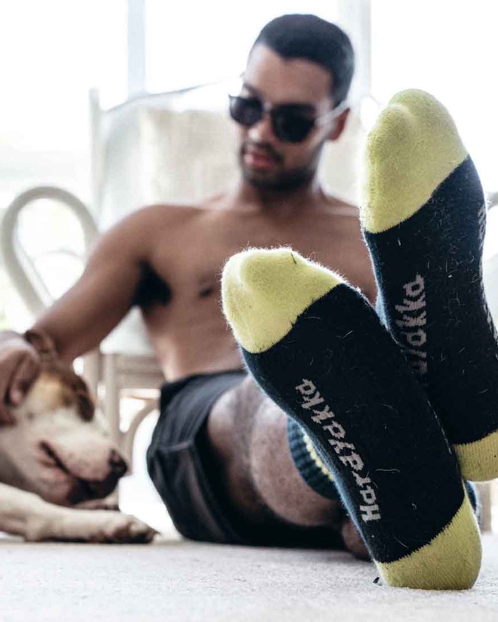 Multi Coloured Hard Yakka Mens Crew Pack Work Socks on White Background