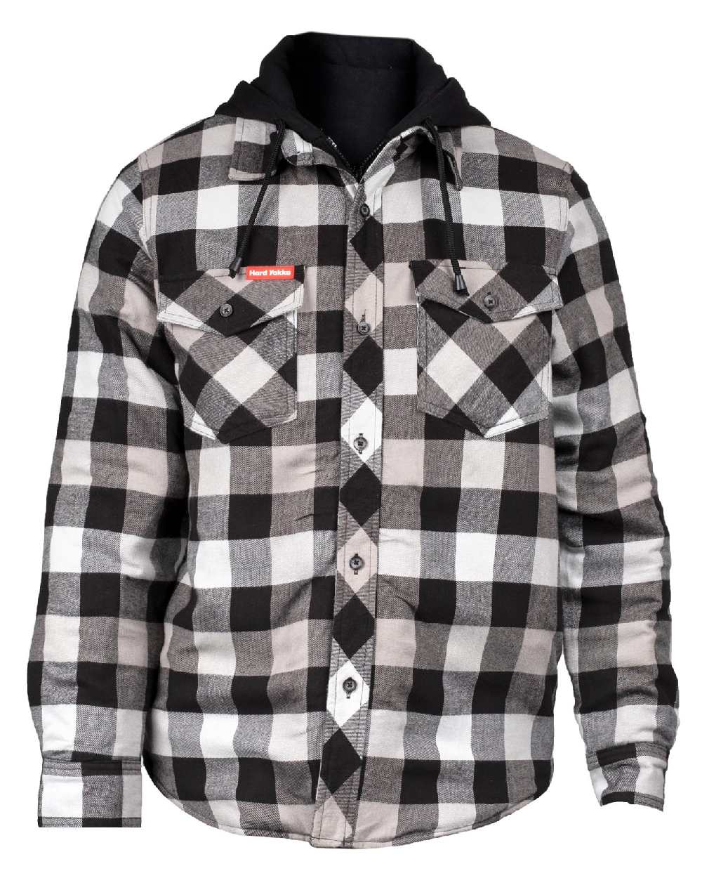 Grey Colour Hard Yakka Mens Quilted Flannel Shacket on White Background