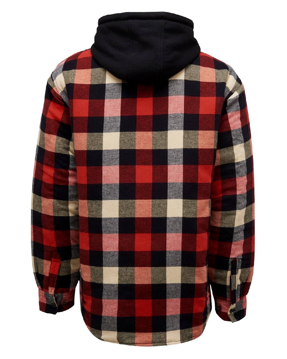 Red Coloured Hard Yakka Mens Quilted Flannel Shacket on White Background