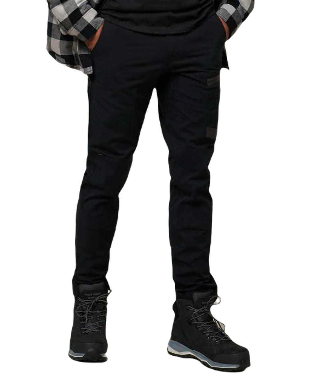 Black Coloured Hard Yakka Mens Raptor Active Trousers on White Background