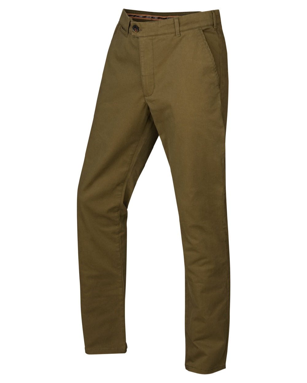 Olive Coloured Harkila Norberg Chinos on white background