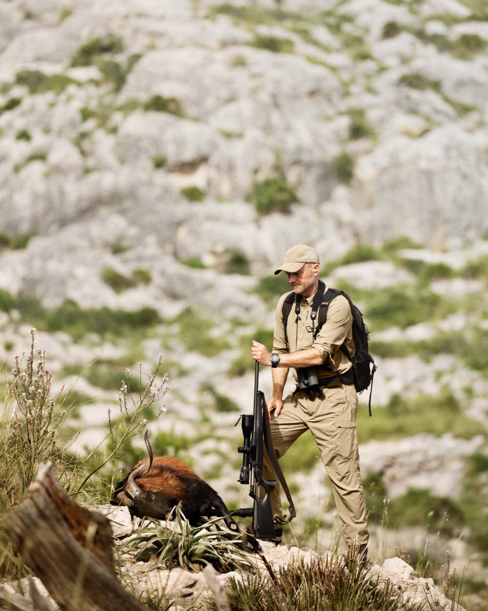 Hunting Green Coloured Harkila Reisa Rucksack Backpack on mountain background