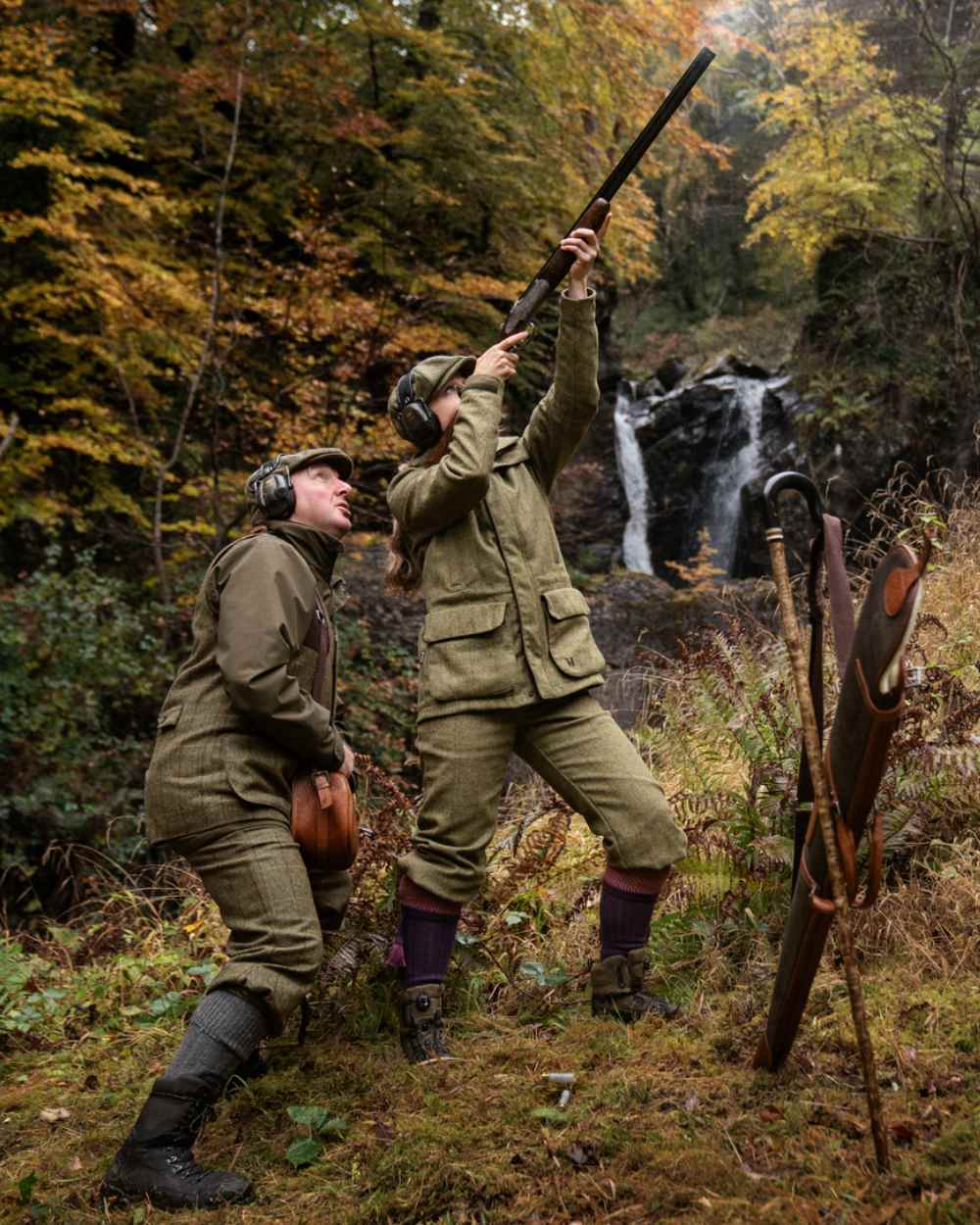 Olive Coloured Harkila Womens Jura GTX Knee Length Trousers on outdoor background