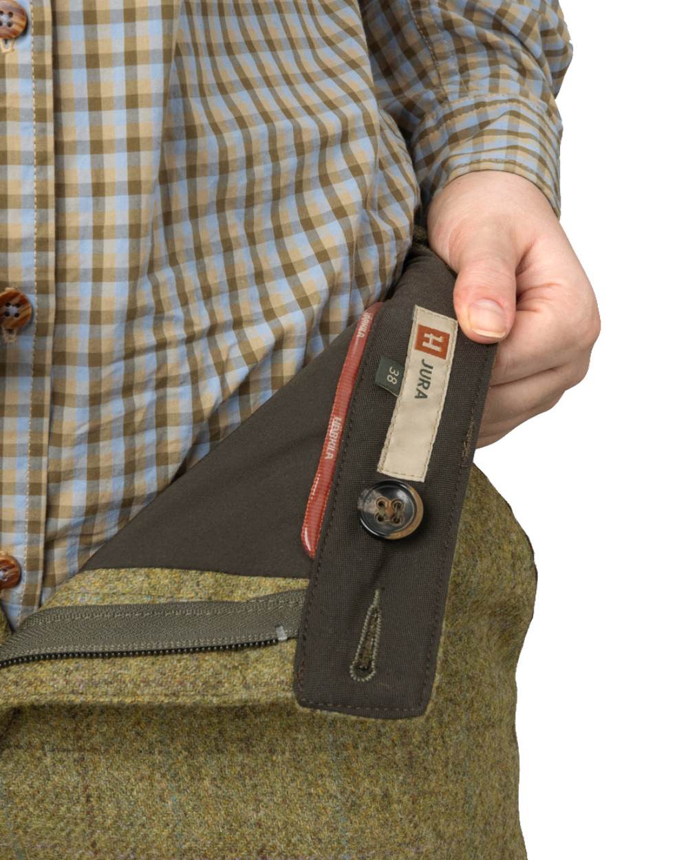 Olive Coloured Harkila Womens Jura GTX Knee Length Trousers on white background