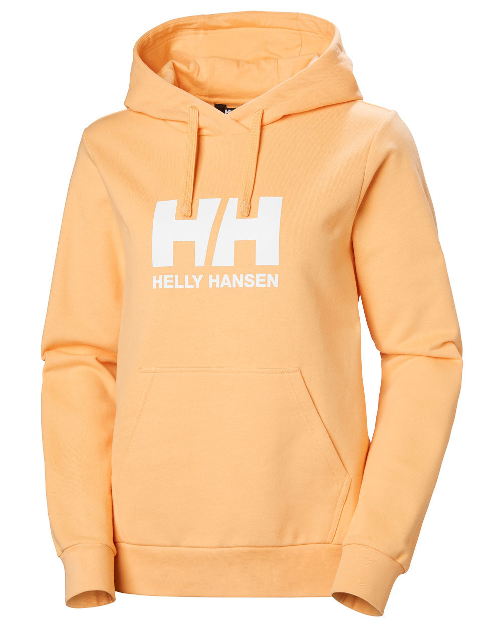 Miami Peach coloured Helly Hansen Womens Logo Hoodie 2.0 on White background