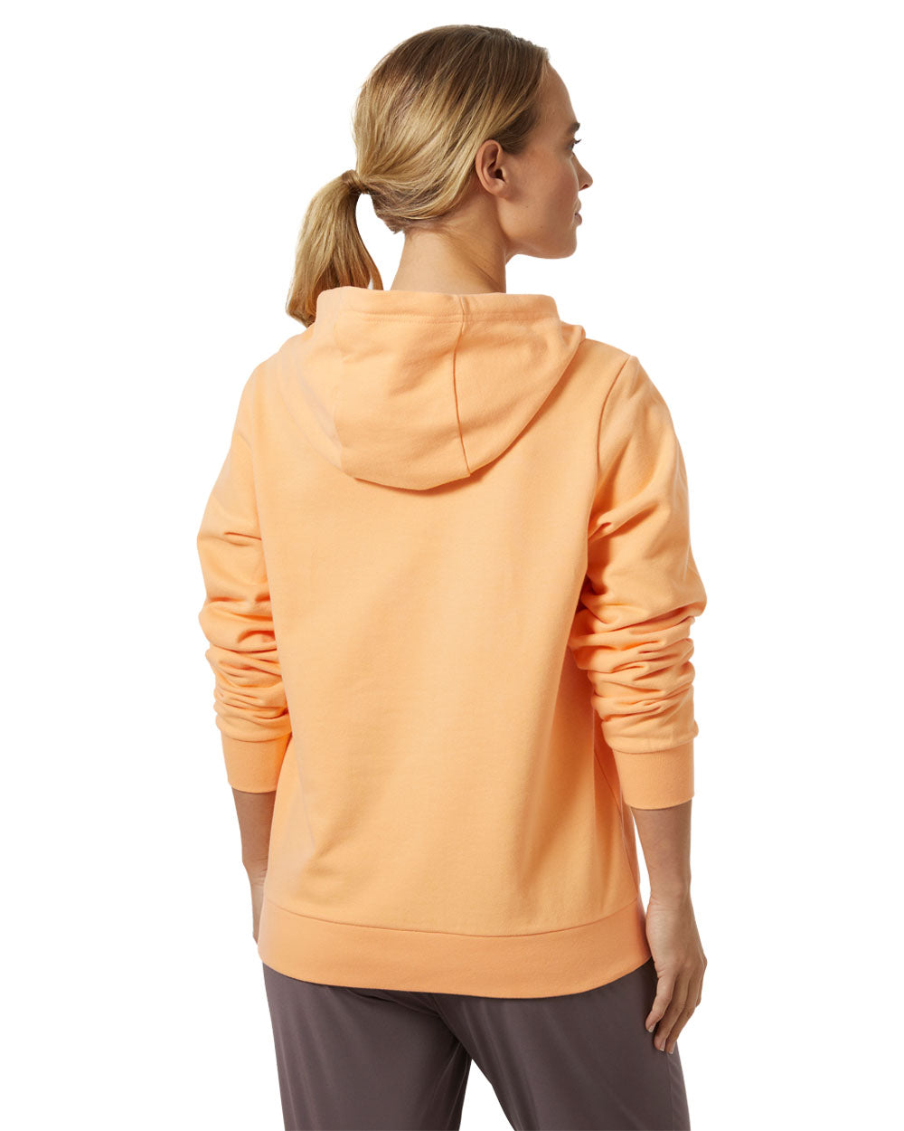 Miami Peach coloured Helly Hansen Womens Logo Hoodie 2.0 on White background