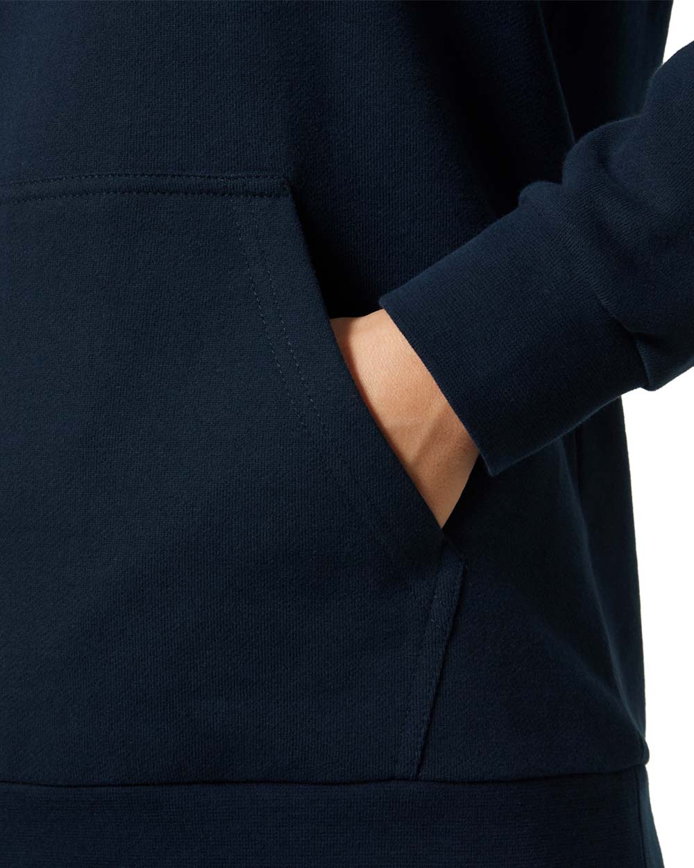 Navy coloured Helly Hansen Womens Logo Hoodie 2.0 on White background