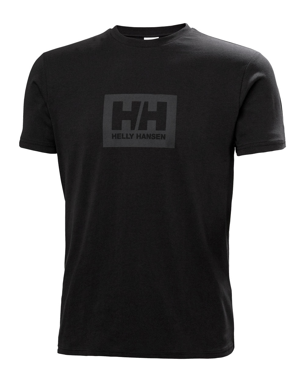 Black coloured Helly Hansen Box T-Shirt on White background 
