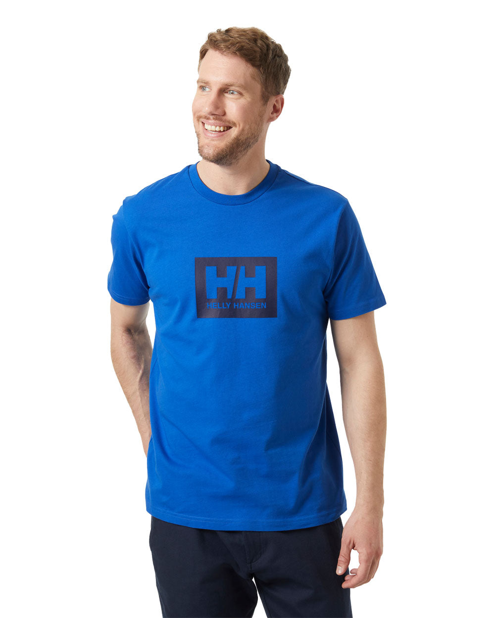 Cobalt 2 coloured Helly Hansen Box T-Shirt on White background