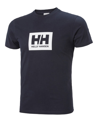 Navy coloured Helly Hansen Box T-Shirt on White background 