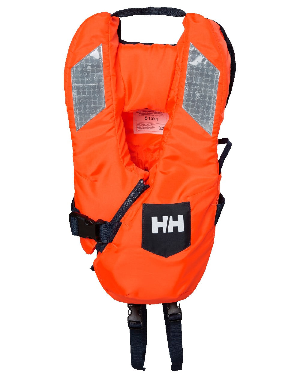 Fluor Orange coloured Helly Hansen Baby Safe Plus Life Jacket on white background 
