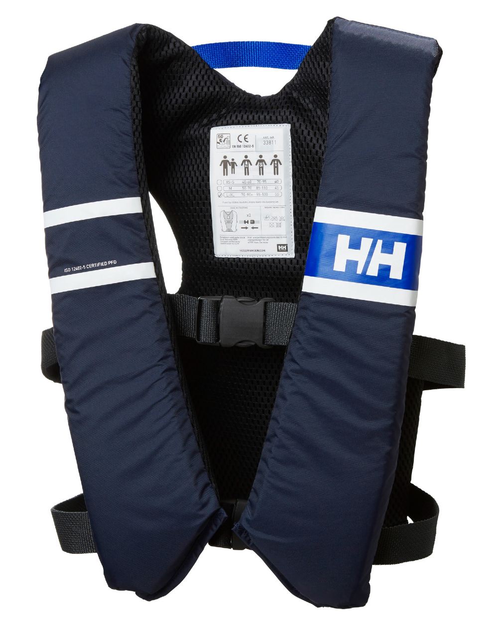 Evening Blue coloured Helly Hansen Comfort Compact 50N Life Vest on white background 