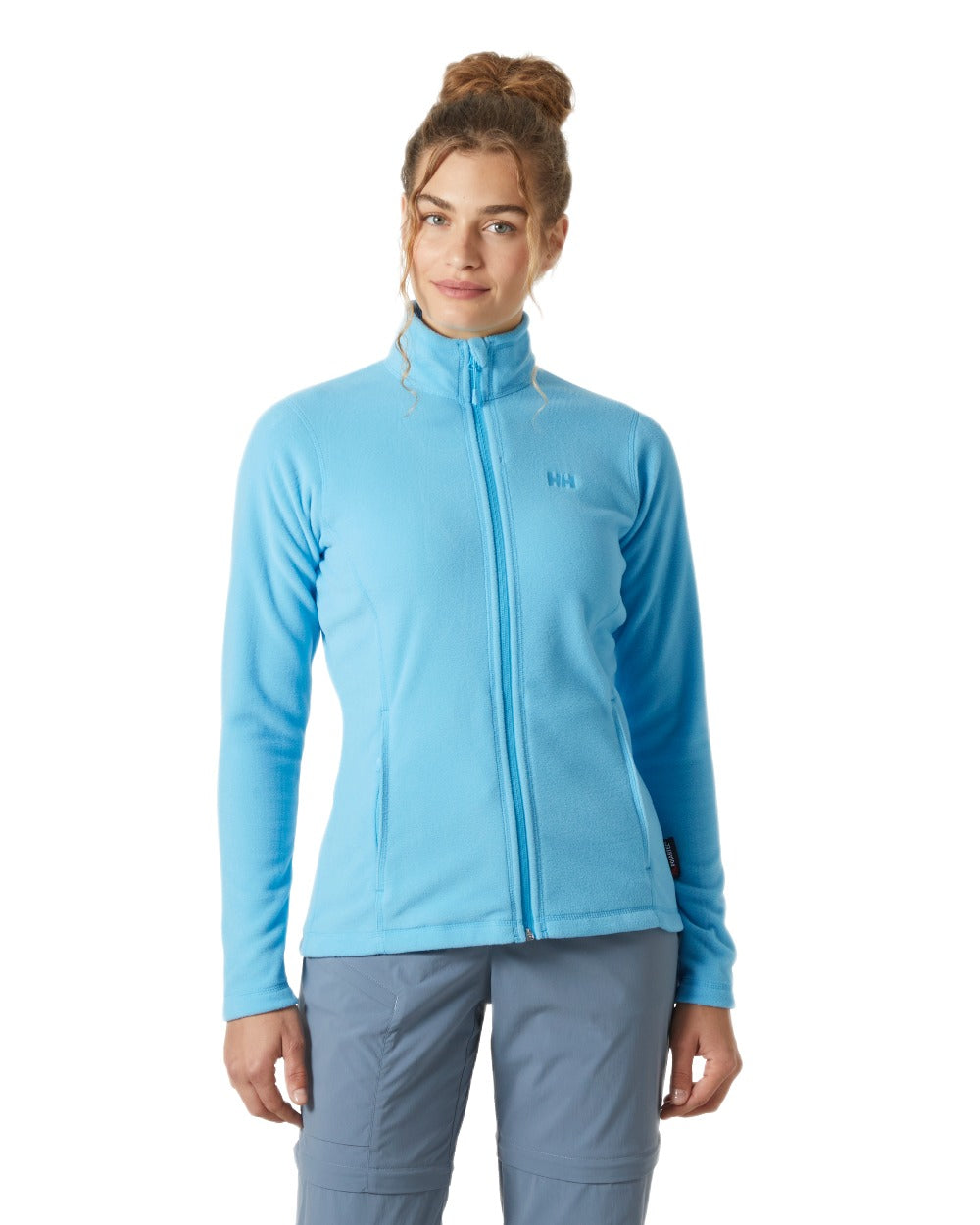 Aqua Coloured Helly Hansen Daybreaker Ladies Fleece Jacket on White Background