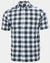 Navy Gingham coloured Helly Hansen Mens Fjord Quick Dry Short Sleeves Shirt 2.0 on grey background #colour_navy-gingham