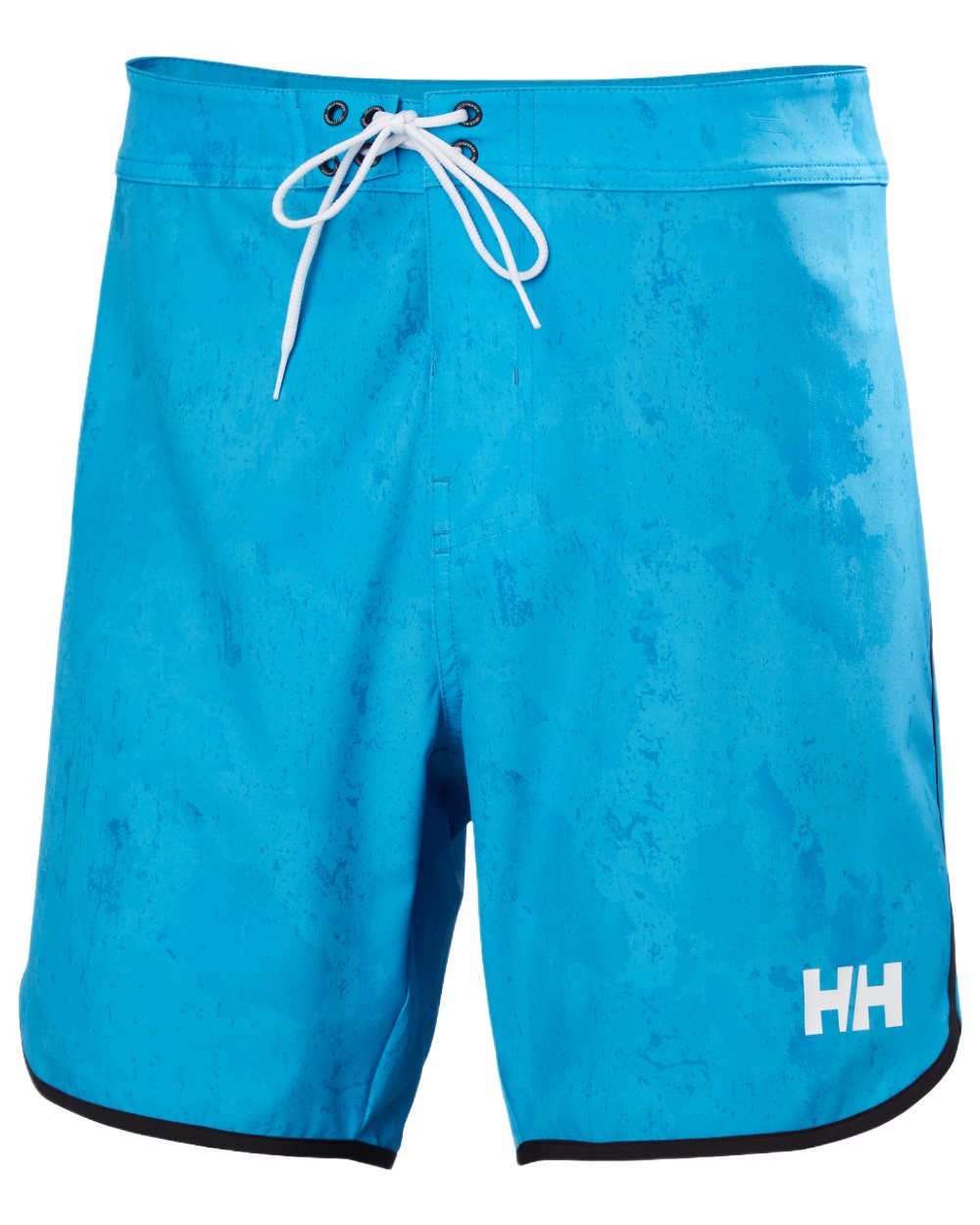 Cyan Sea Map Camo Aop Coloured Helly Hansen Mens HP Curve Board Shorts on White Background
